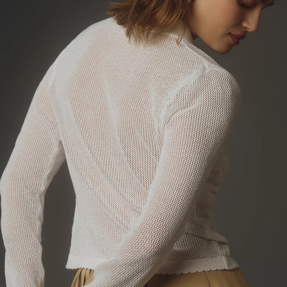 NWOT By Anthropologie Sheer Patterned Lace Cardigan Sweater Sold Out - Picture 3 of 4
